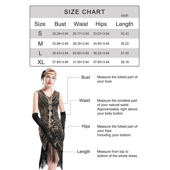 Black and Gold glass beaded Fringe Flapper Dress - Picture 8 of 8